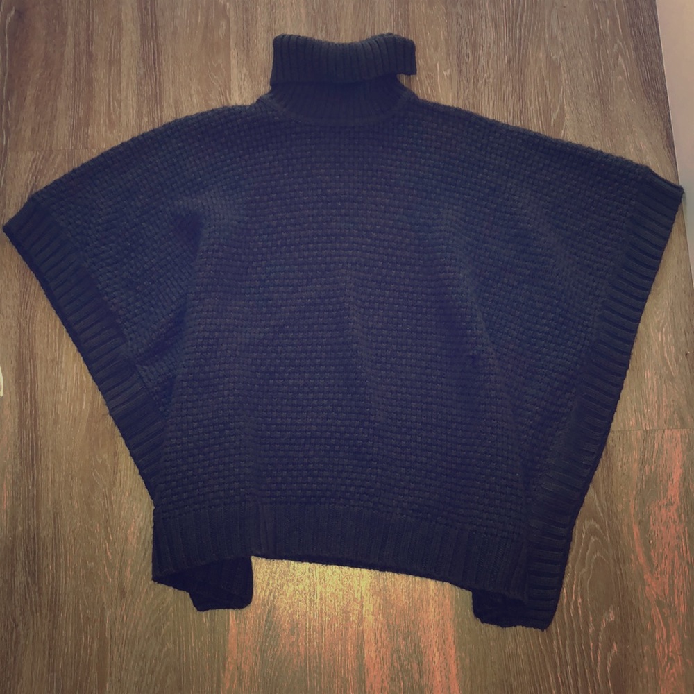 Turtle Neck Bat Wing Poncho Style Sweater